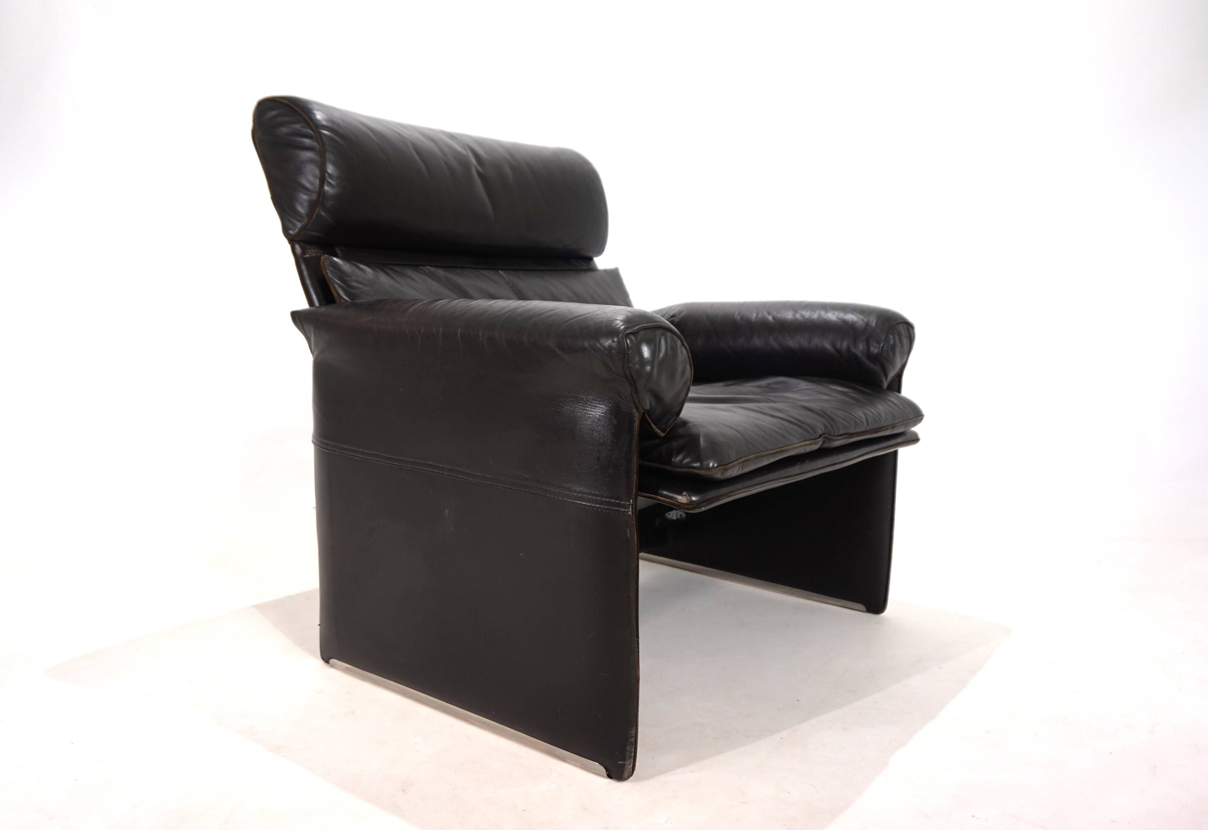 Saporiti Italia leather armchair by Giovanni Offredi, 1970