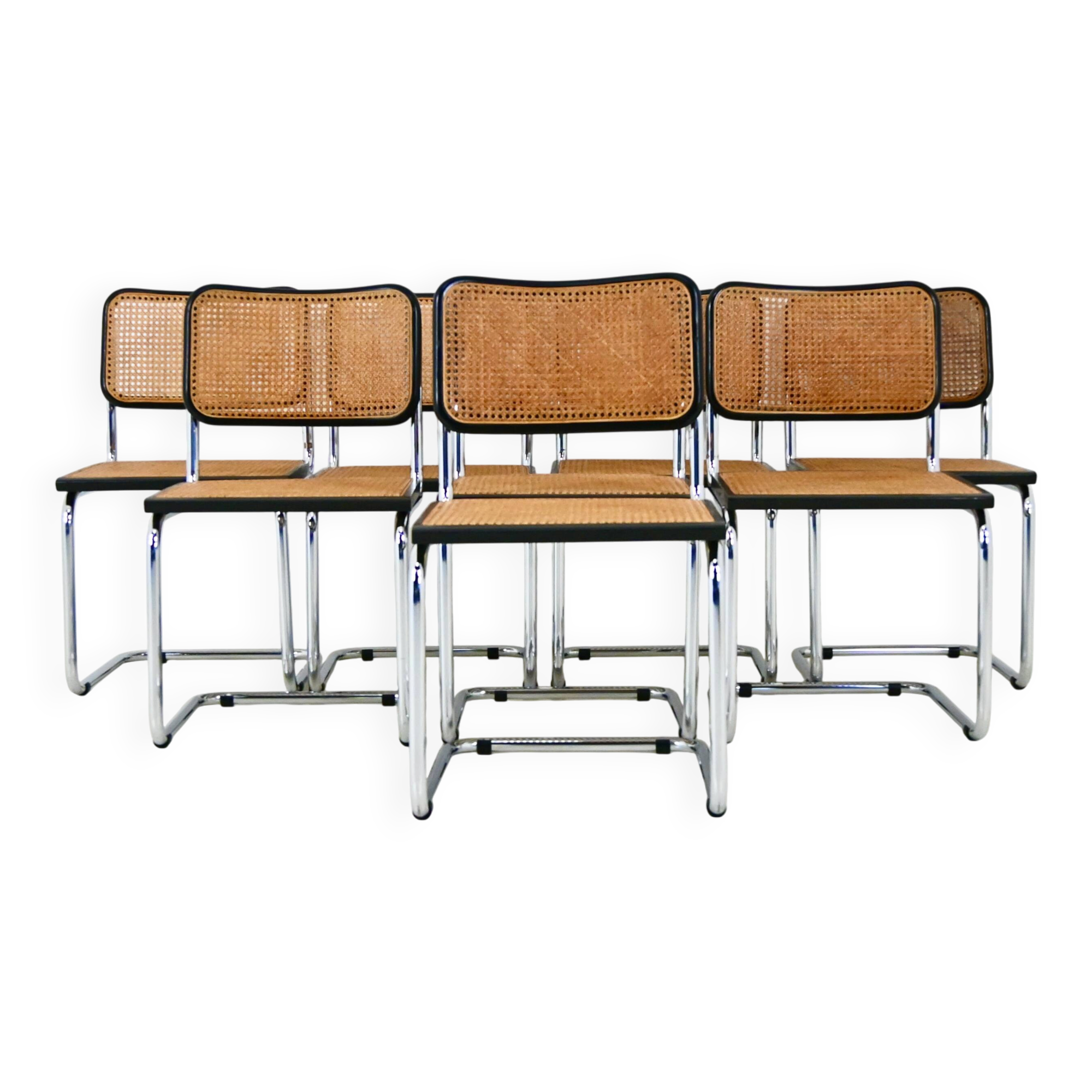 Set of 8 B32 model dining chairs by Marcel Breuer.