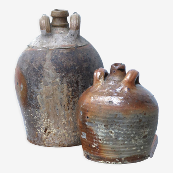 Deux jarres à anses en grès 1900
