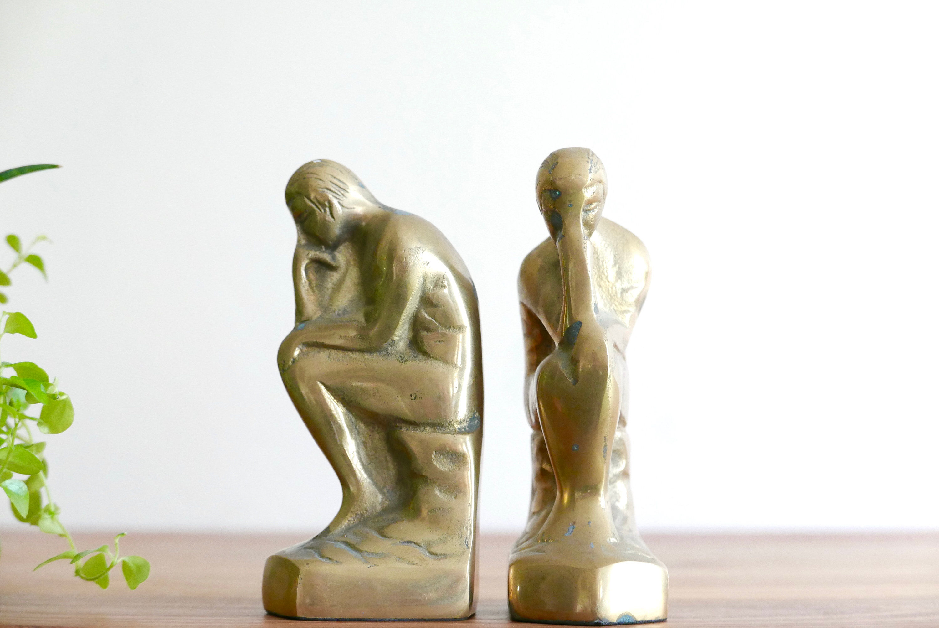 The thinker by Rodin brass bookends 60 years