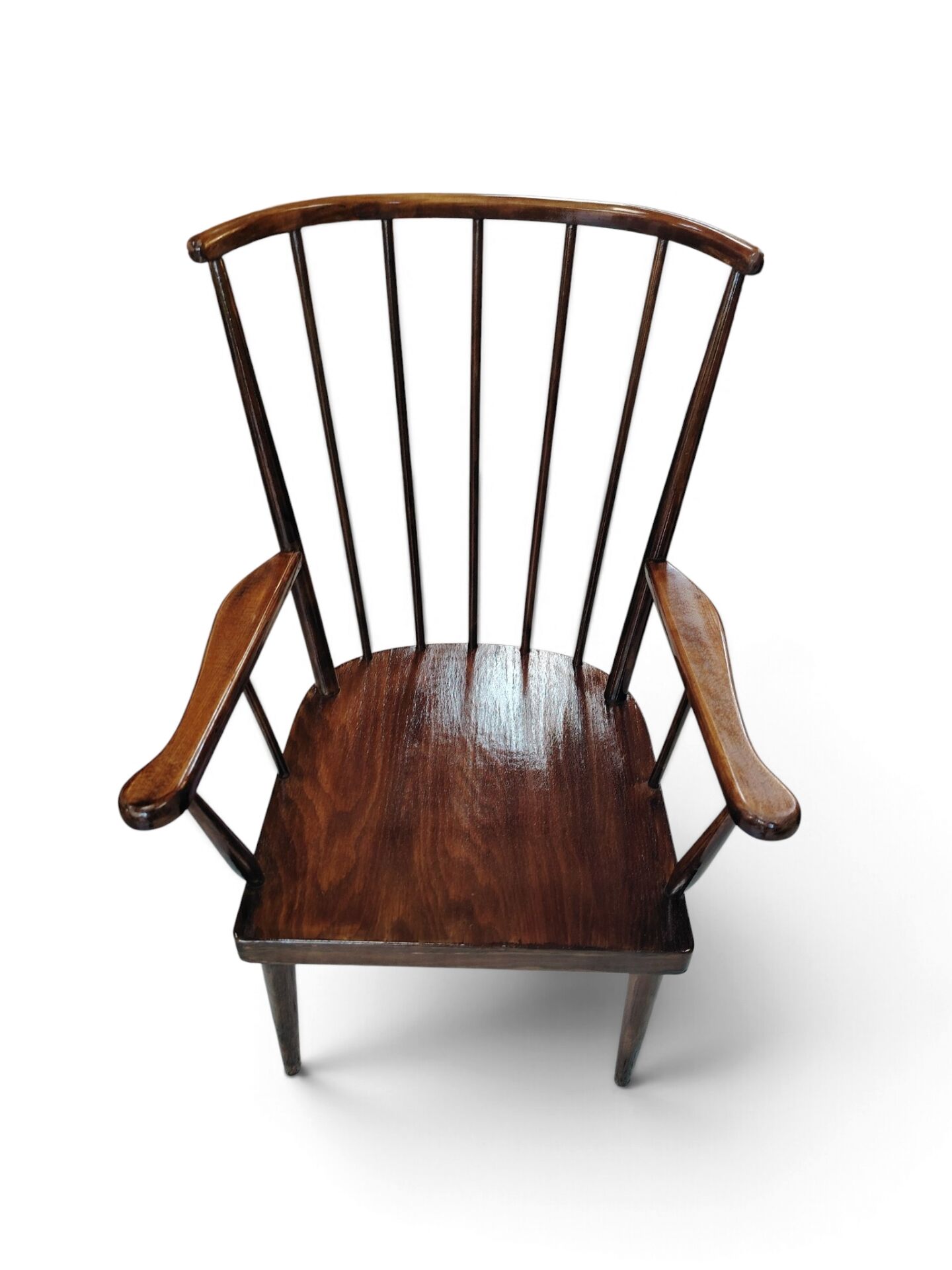 Fauteuil à haut dossier en éventail Baumann années 60