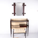 Ico Parisi Wall unit with mirror and stool 1950 Italy