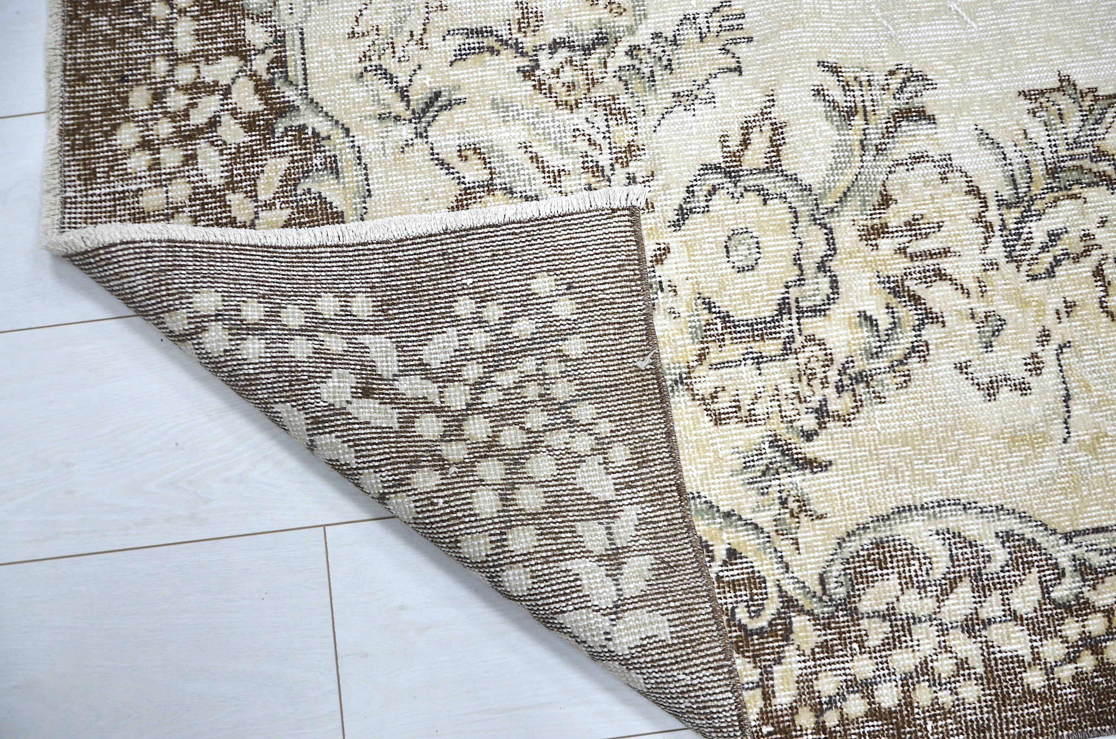 Beige & Brown Turkish Handmade Wool Rug sku 2257.