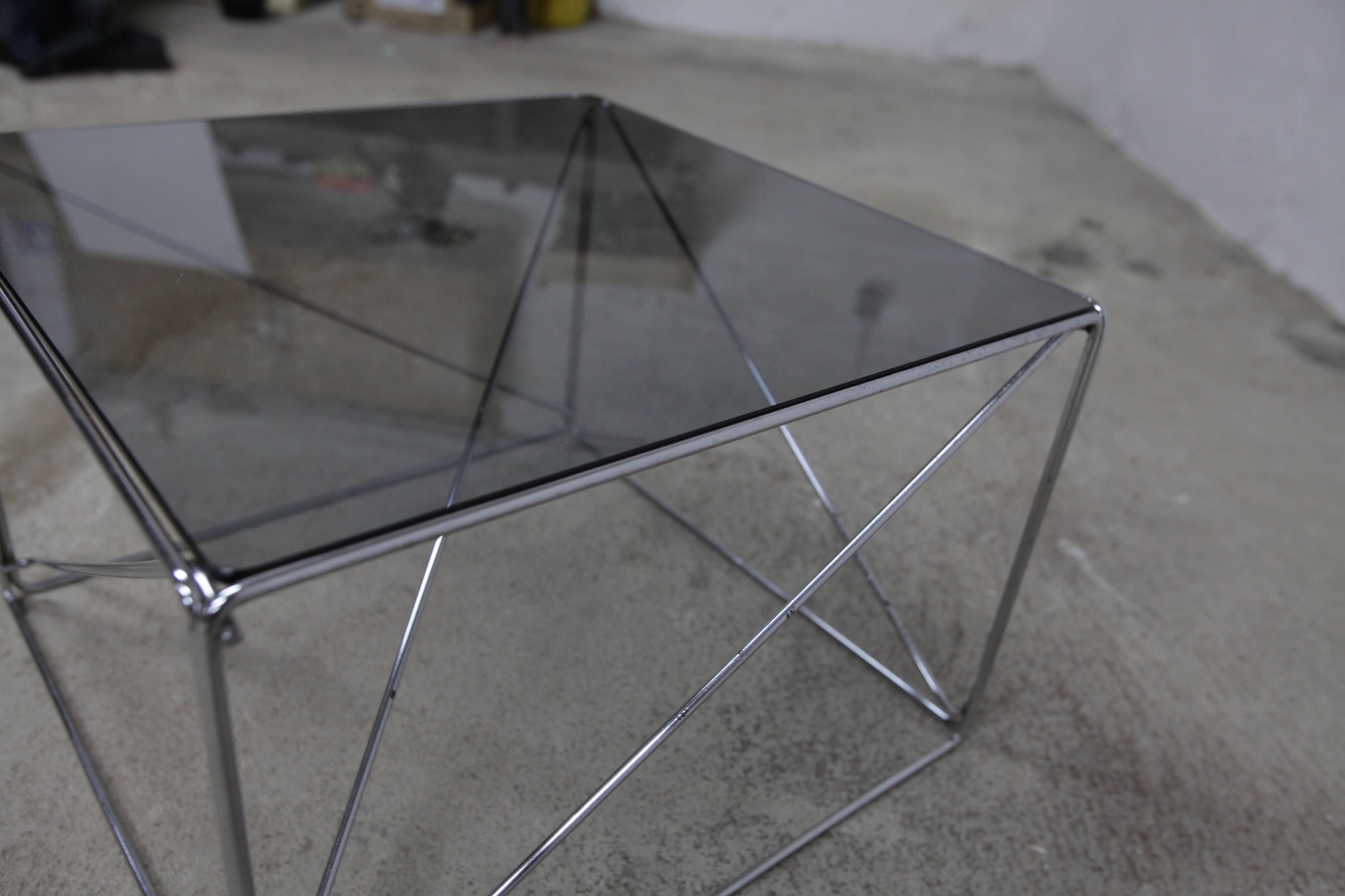 Table basse par max Sauze collection Isocèle 1970 plateau verr