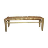 Traditional Moroccan beldi bench in leather and wood