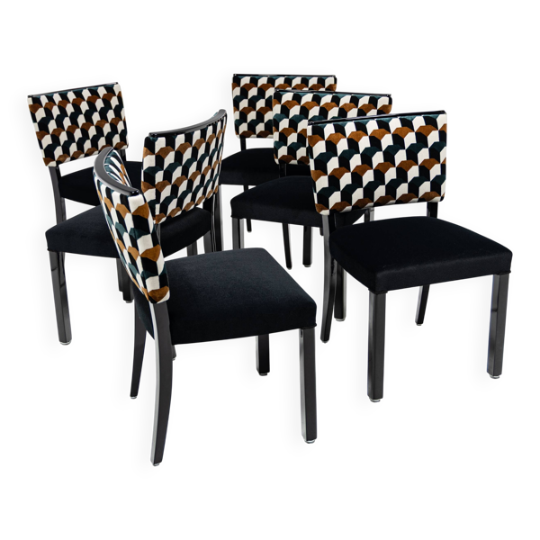 Chaises Art Déco modernistes en hêtre noir, Alfons Kotschi - 1930-1940