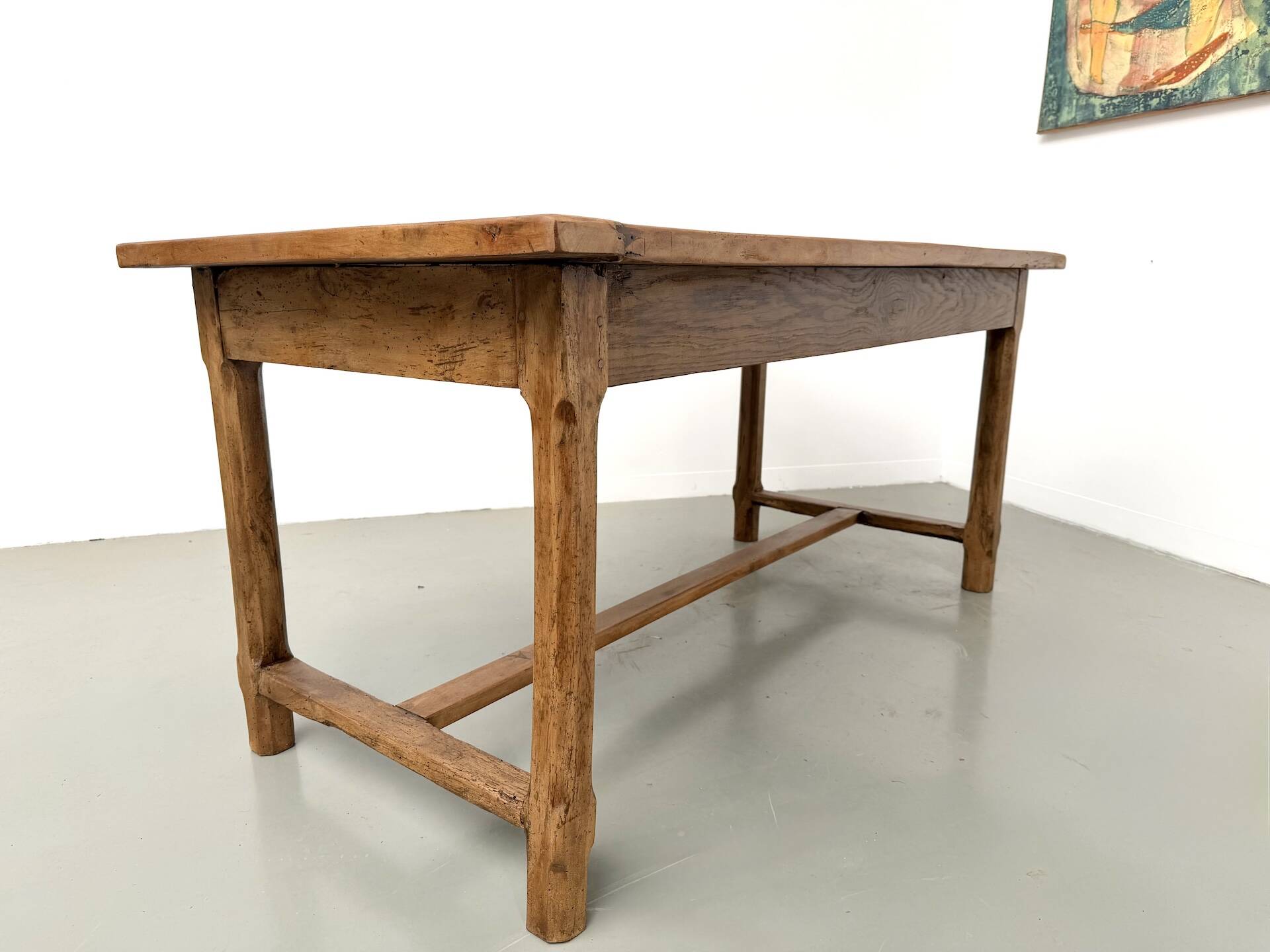 Farm table in solid cherry wood, one drawer, 1950s.