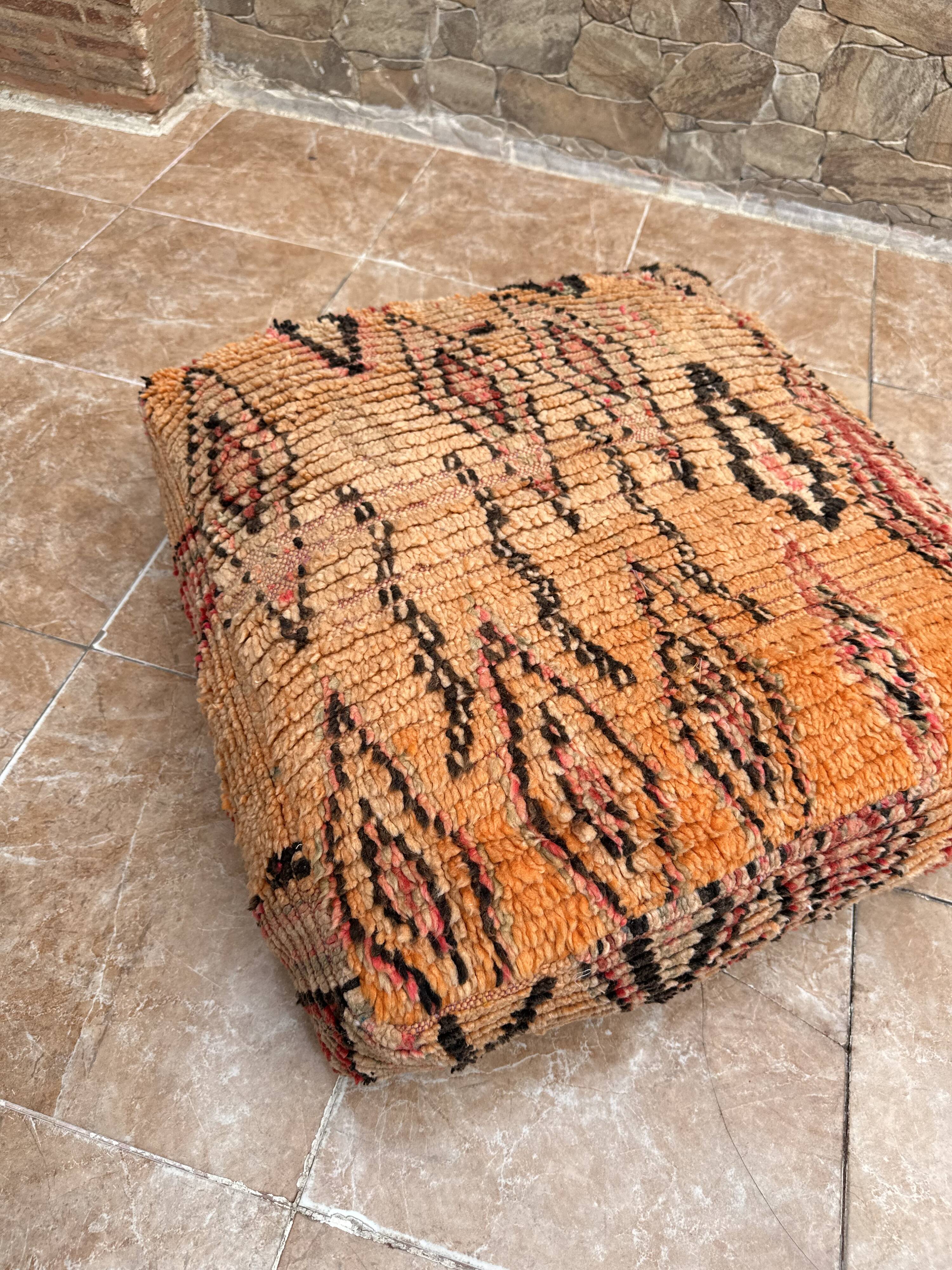 Handmade Berber Kilim pouf, floor cushion