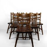 Set of 6 "Windsor" / Western / Cowboy chairs in beech, Circa 1970