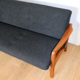 Canapé pliable danois vintage noir bouclé, années 1970
