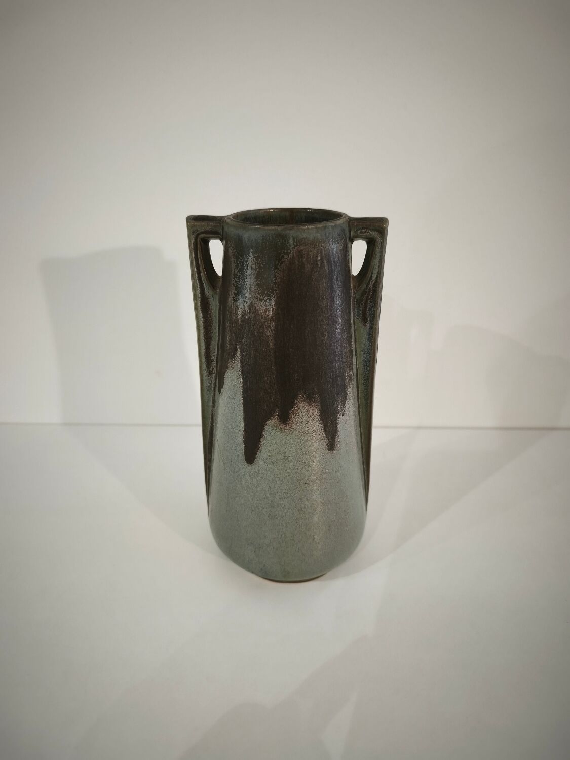 Vase denbac no. 144 art deco – flamed stoneware with handles – engraved signature