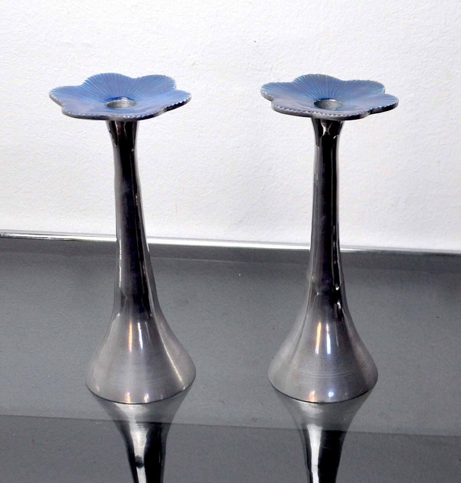 Pair of floral brutalist candlesticks by david marshall, 1980, spain