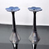 Pair of floral brutalist candlesticks by david marshall, 1980, spain
