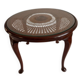 1940s coffee table with colonial rattan caning