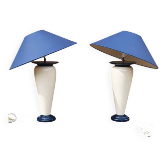 Set 2 vintage Francais Chatain table lamps 68 cm bleu