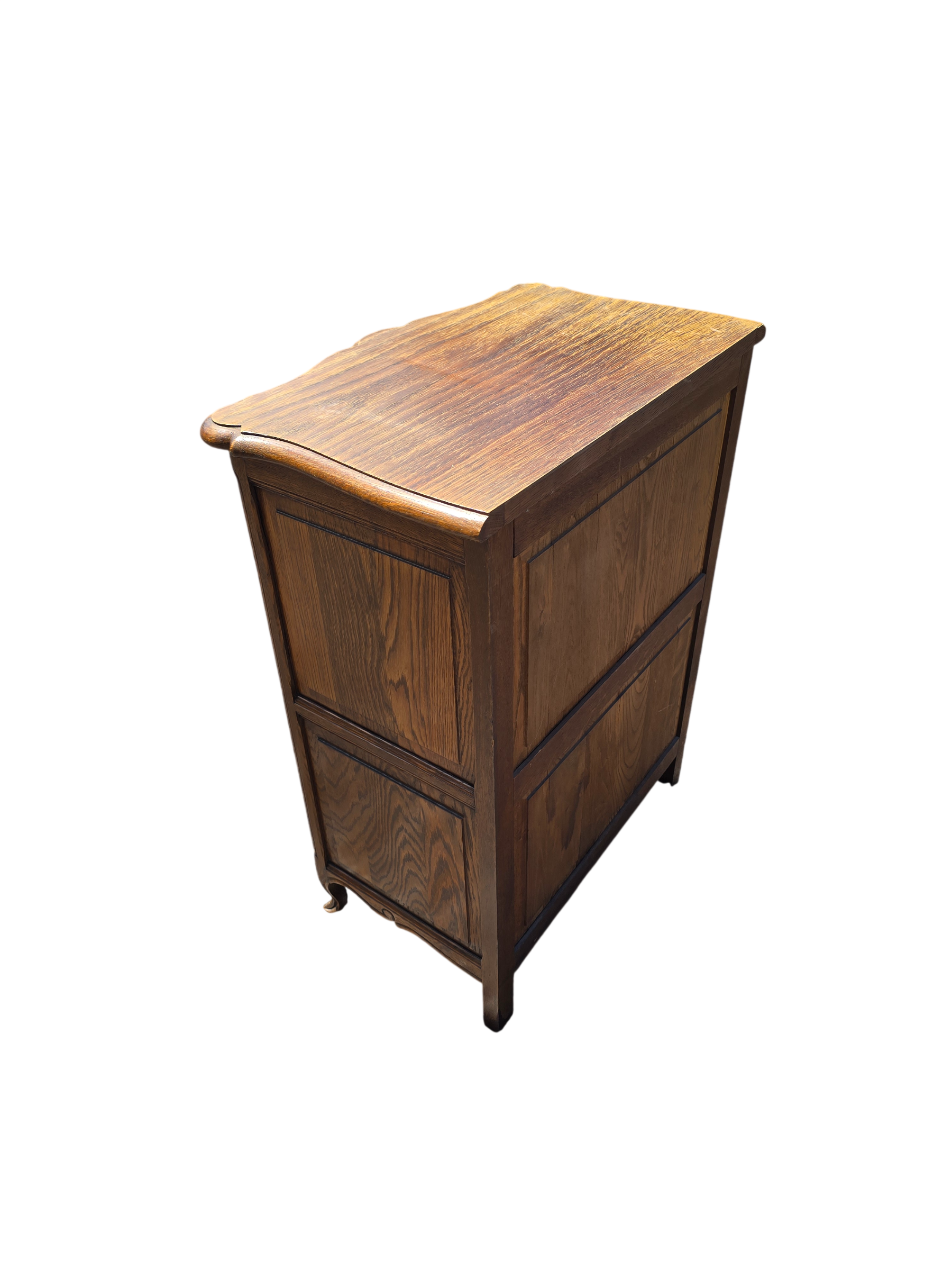 Small Louis XV bedside table in oak – niche and 3 drawers