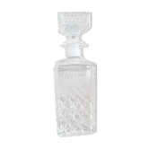 Square whisky decanter in faceted glass and airtight cap