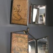 Antique barber triptych mirror, Art Nouveau, circa 1900