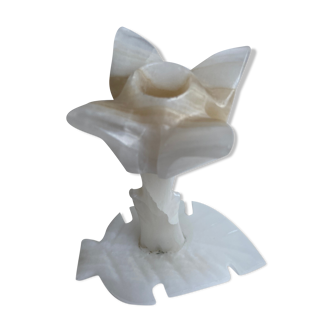 White onyx flower candlestick