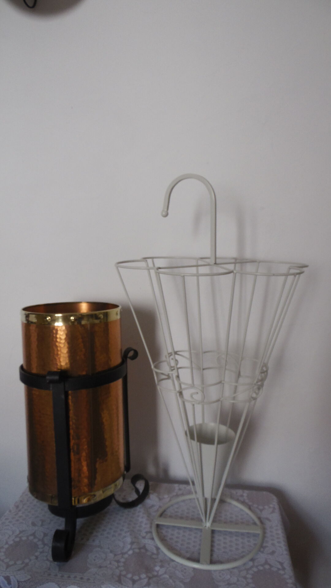 Porte parapluie metal forgé blanc