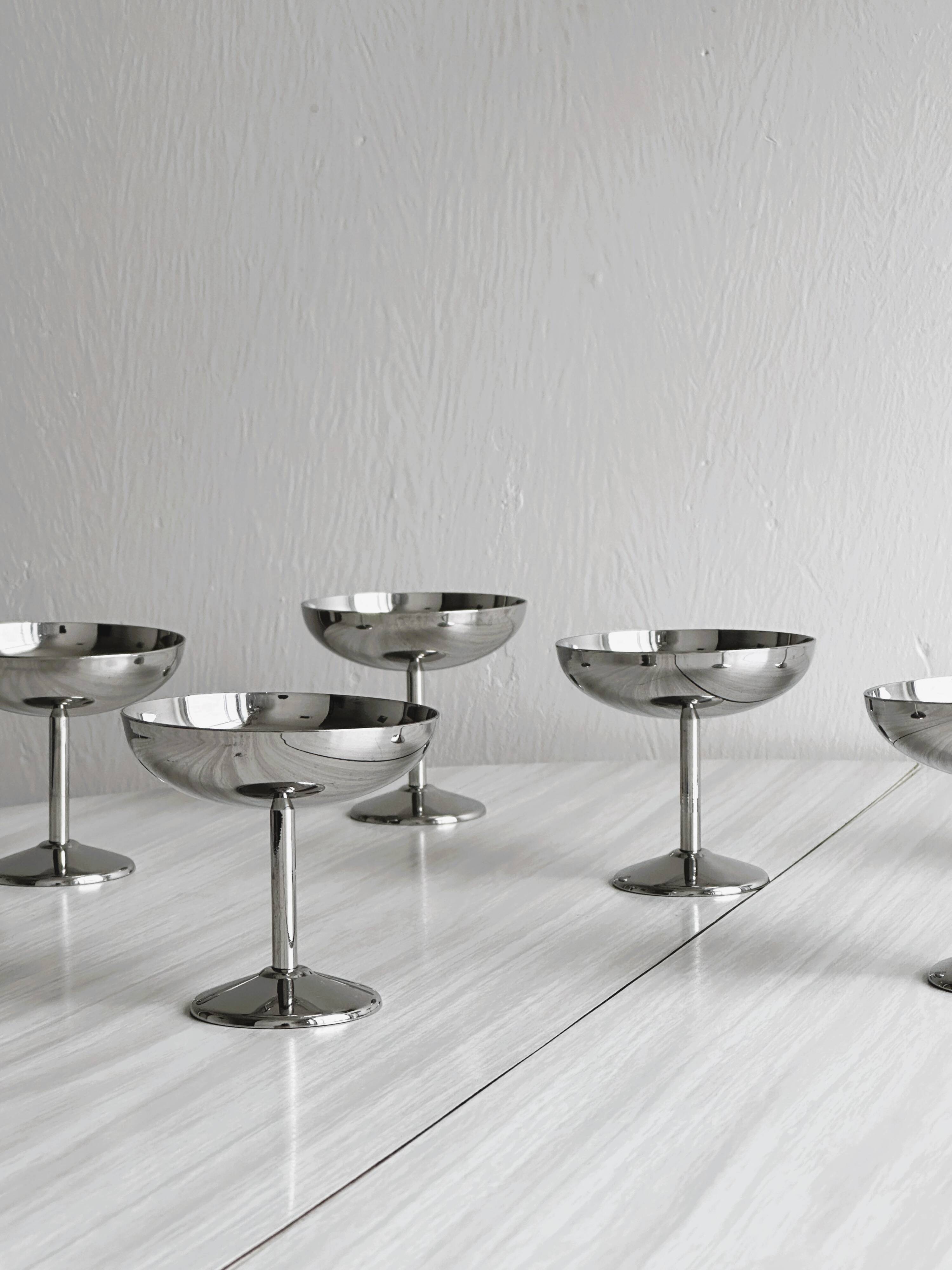 6 stainless steel footed bowls, Letang Remy style