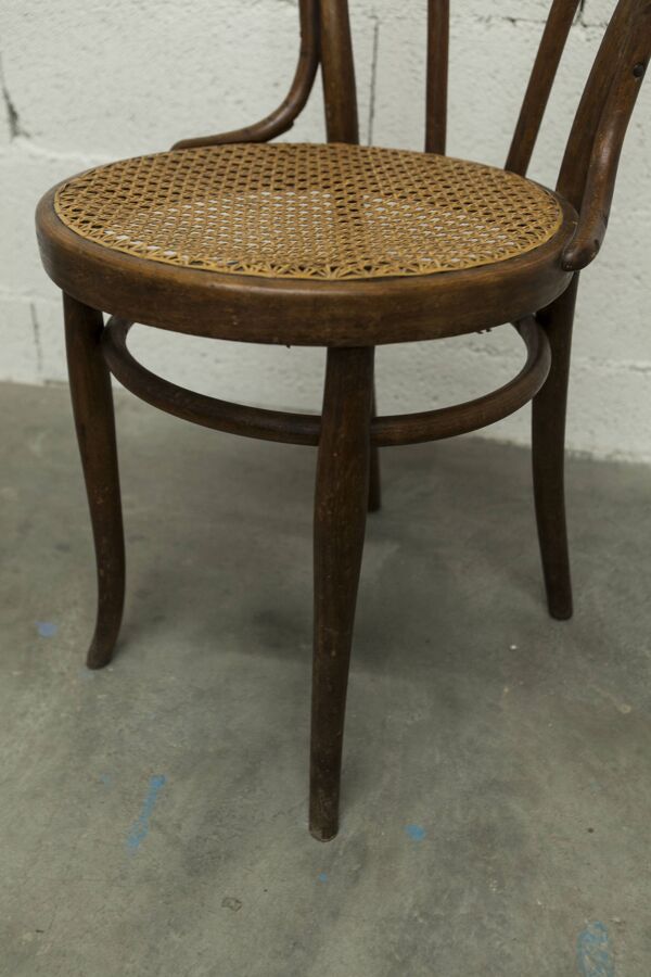 Chaise bistrot bois courbé cannage 1920