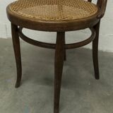 1920s curved wooden cane bistro chair