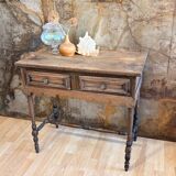 Raw wood console with drawers