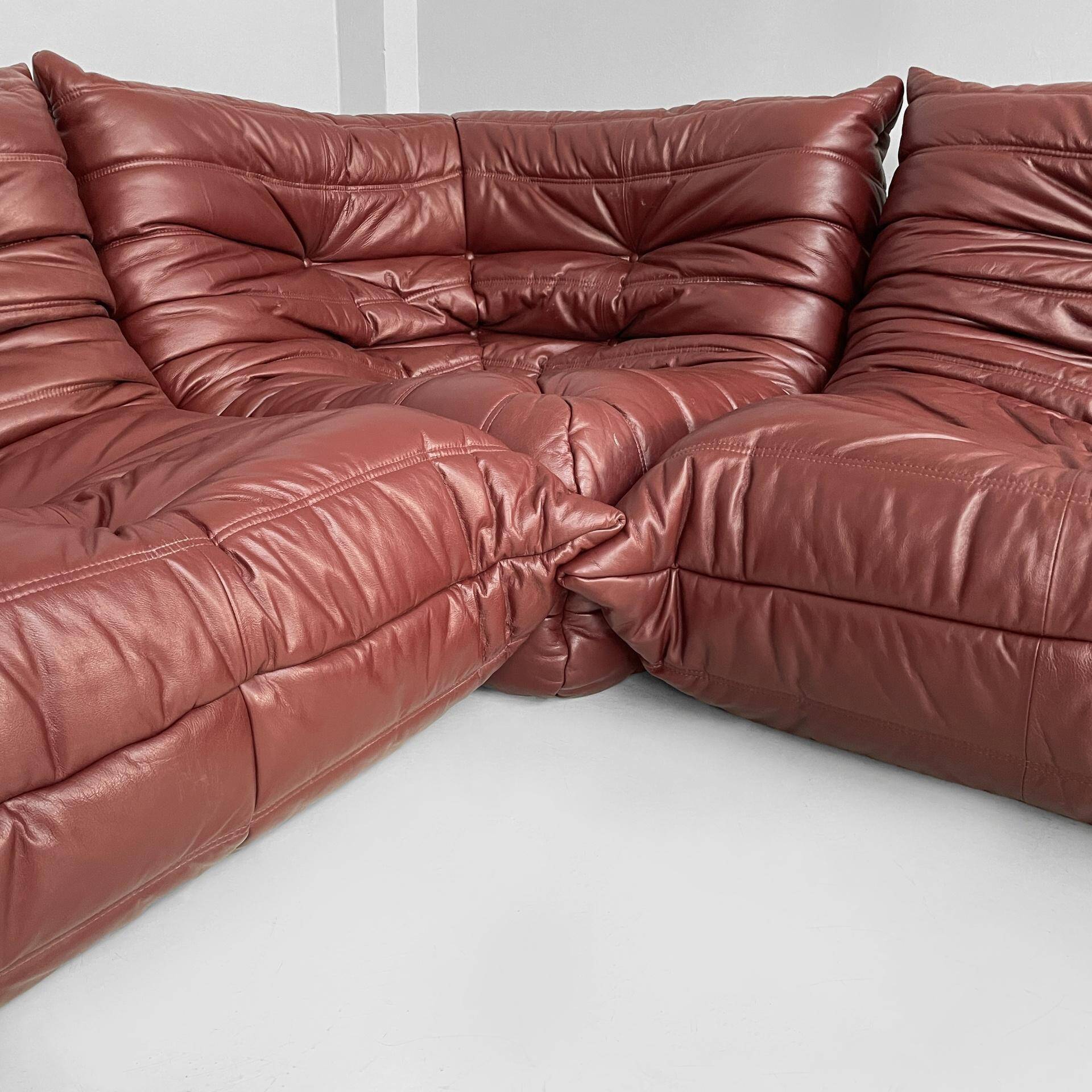 Modern French Togo leather sofa
