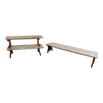 Set of 2 old marble shelves