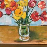 Vintage painting, painting, still life with flowers