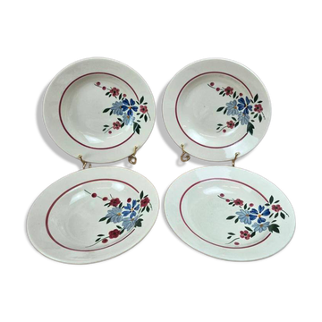 Lot de 4 assiettes creuses vintage Sarreguemines modèle Champfleury