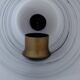 Suspension cylindrique en opaline zébré verre et teck vernis