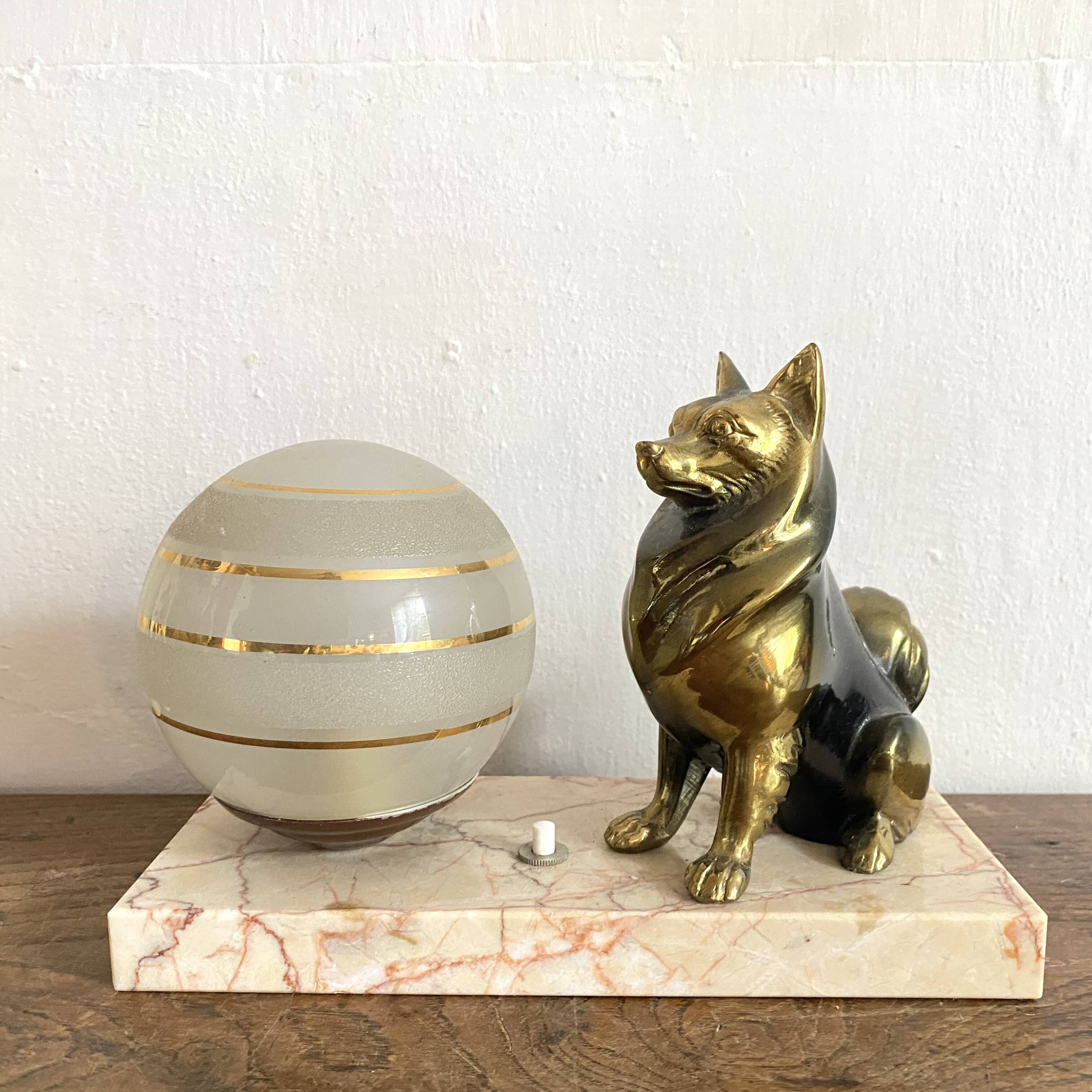 Art Deco Spitz Dog Night Light Lamp