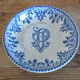 Old hollow cup on pedestal Gien decoration Rouen monogrammed