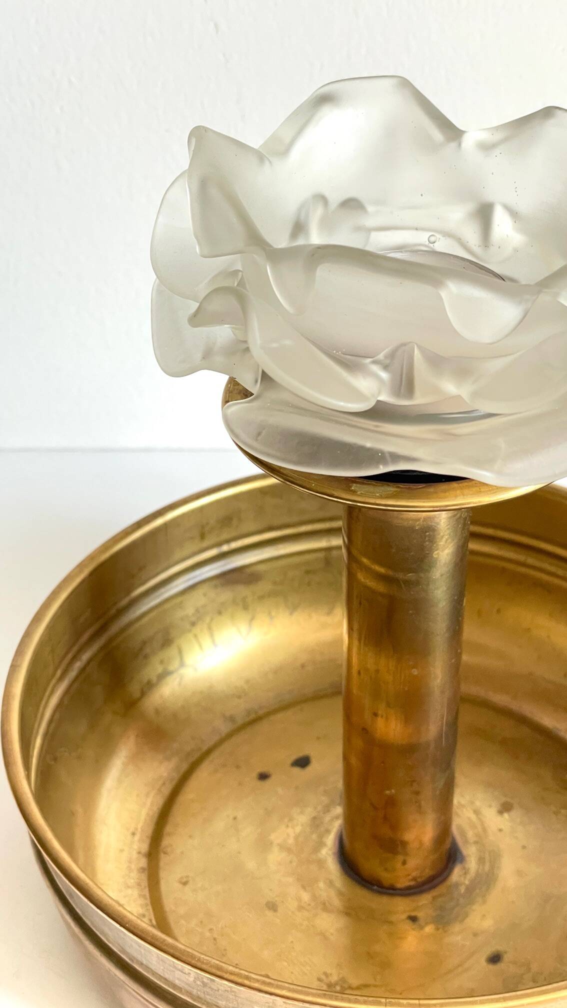 Vintage brass and glass centerpiece candle holder