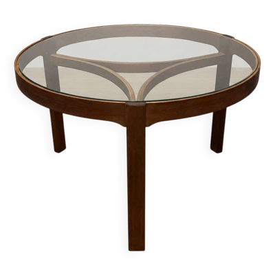 Table basse scandinave en teck et verre