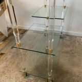 Hollywood Regency Lucite and Brass Rolling Bar