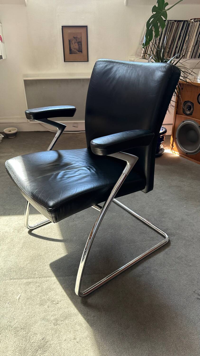 Walter Knoll Dining Chair - armchair / Leather and chrome chair