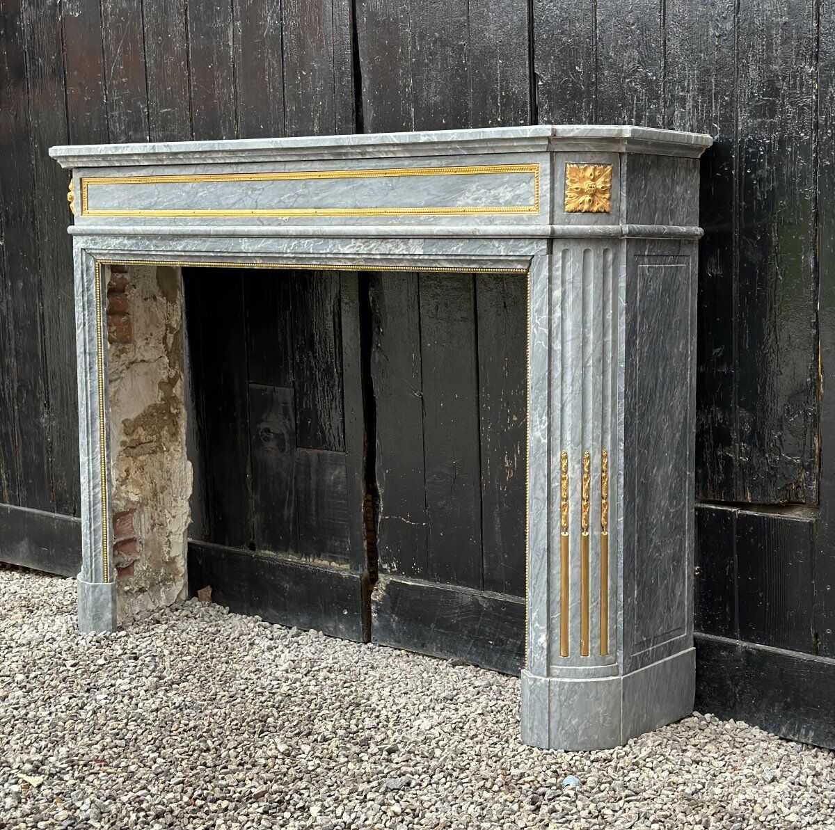 Louis XVI style half-moon fireplace in marble circa 1880