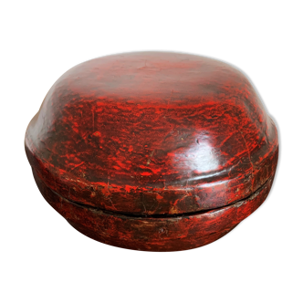 Boîte chinoise ronde laquée rouge