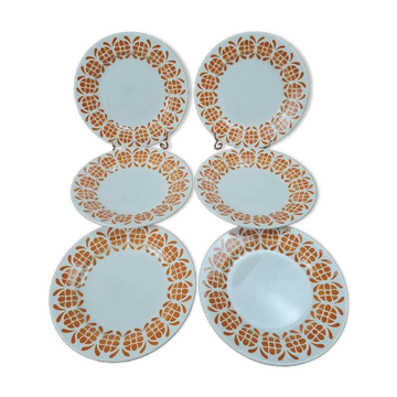 Set of 6 semi-deep plates Sarreguemines