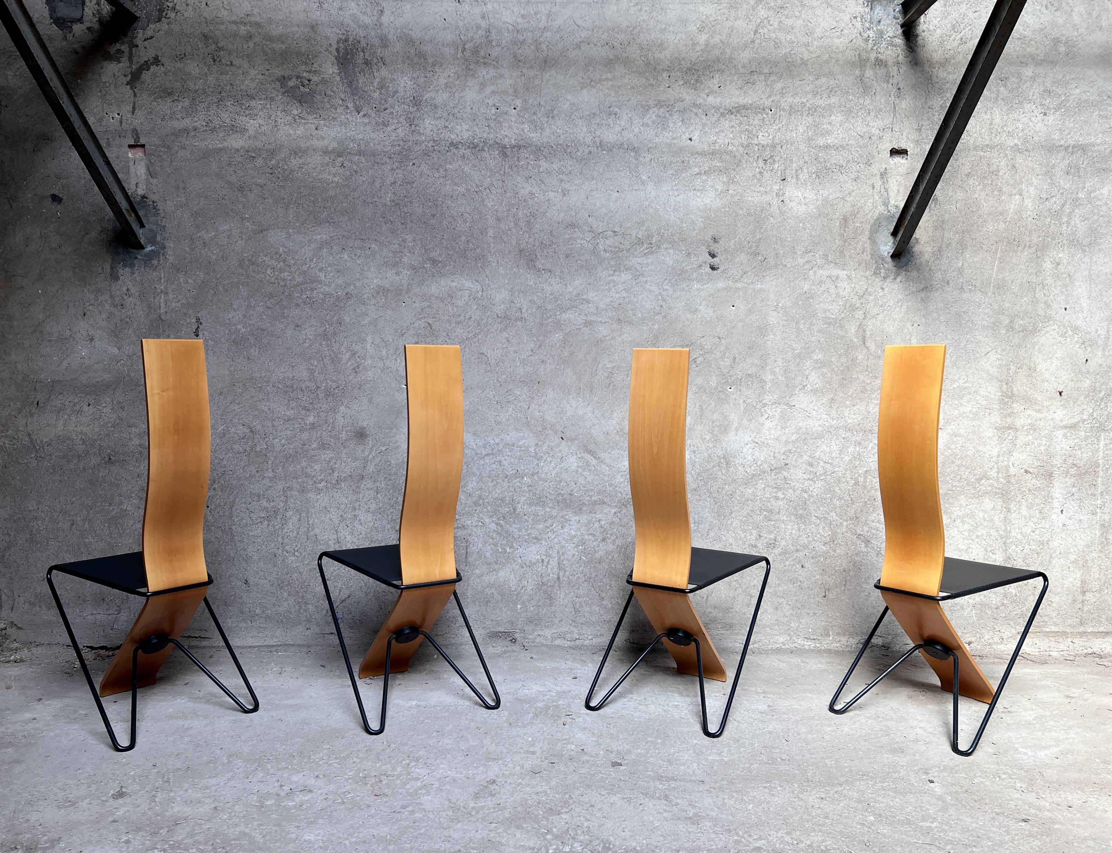 Series of 4 Chairs by Pietro Arosio for Airon 1980