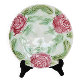 Assiette à dessert vintage barbotine fleurs roses