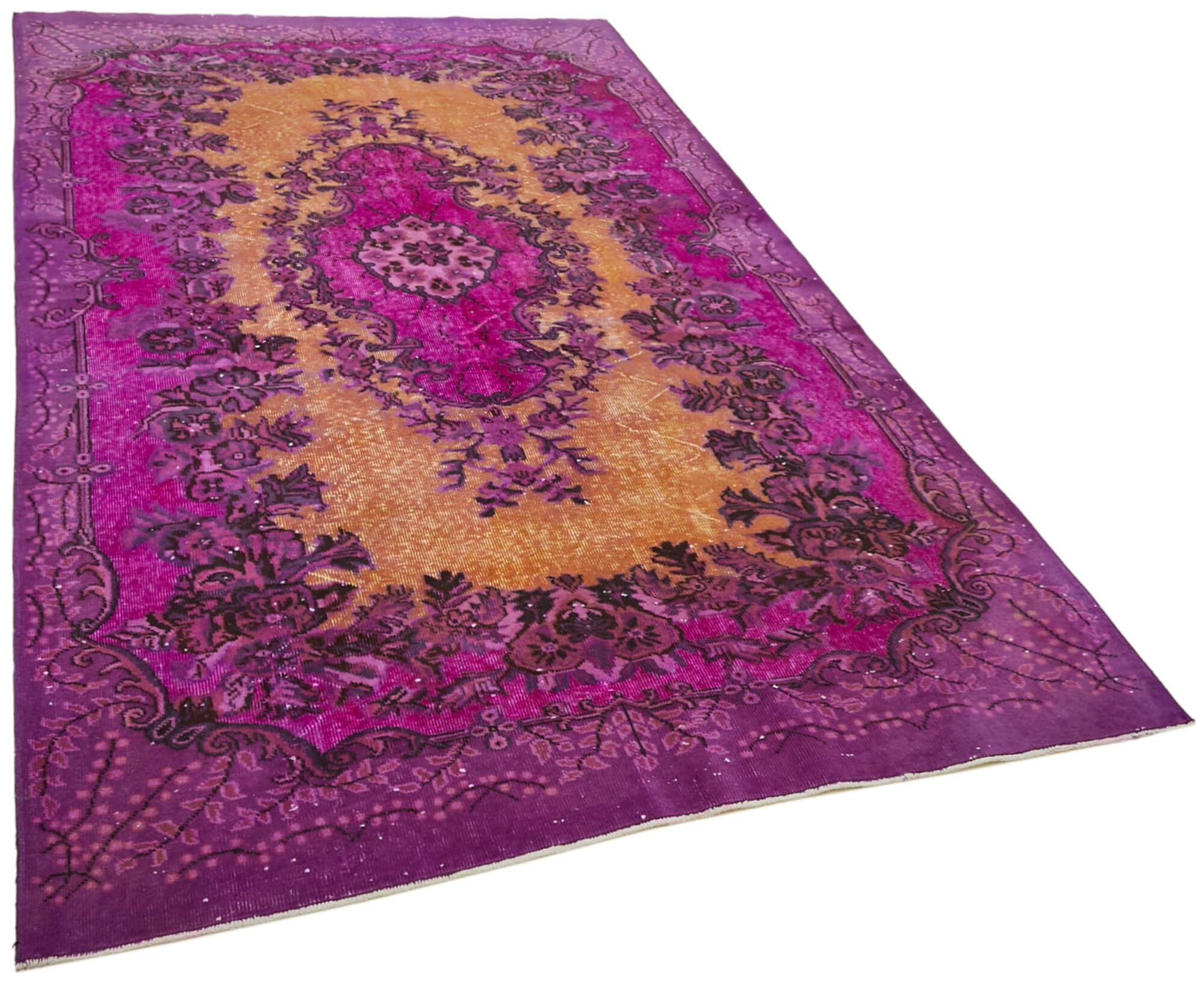 Handmade anatolian 1970s 186 cm x 296 cm purple carpet