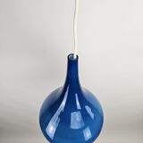 Set of blue glass Danish pendant lamps