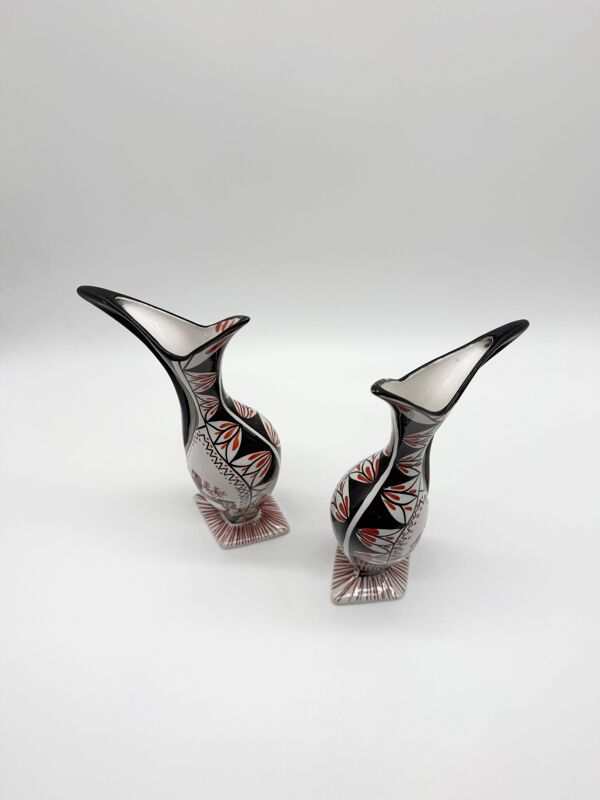 Paire de vases « zoomorphes » – céramique, Italy, 1960s