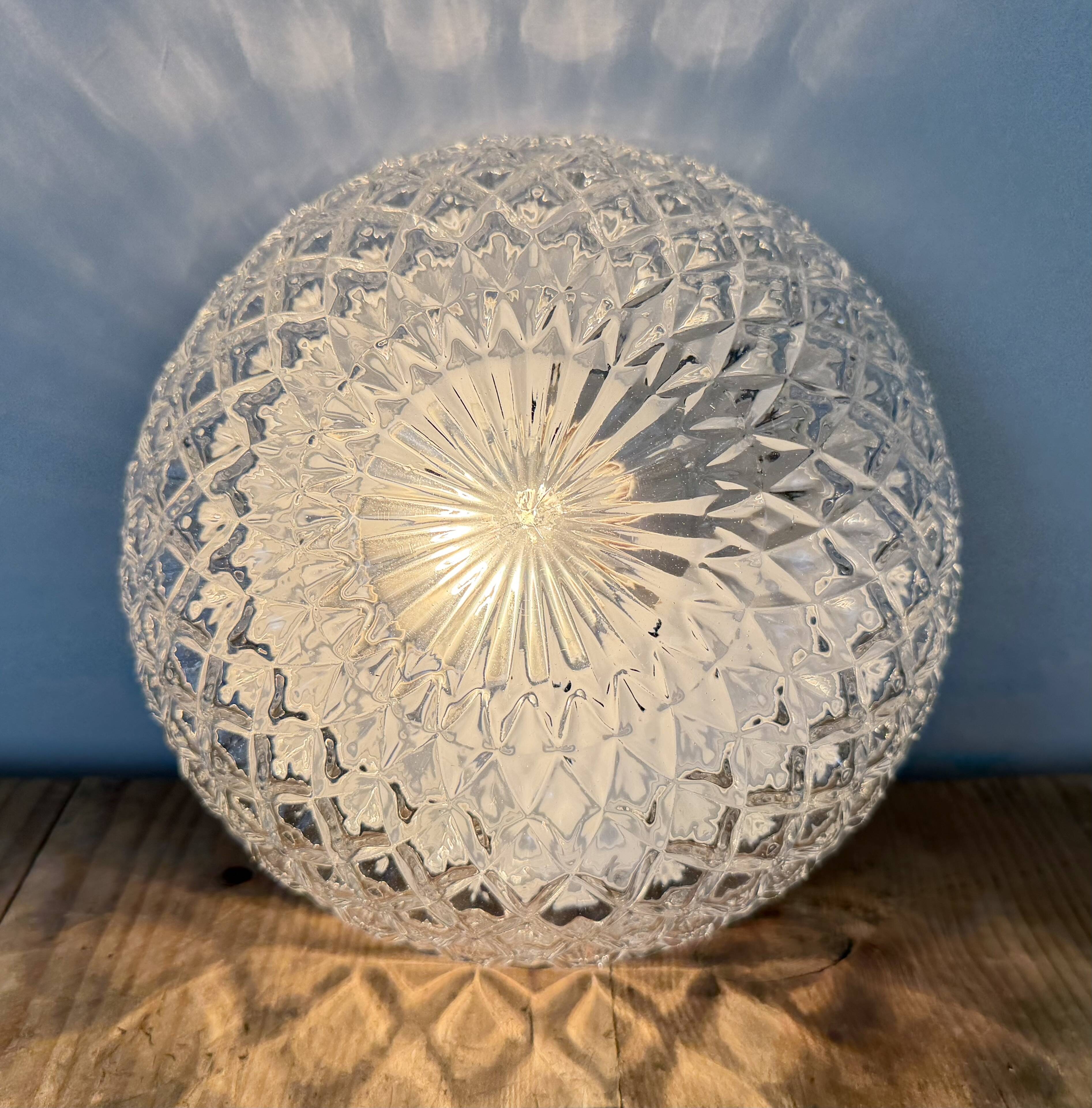 Vintage Glass Wall or Ceiling Light, 1970s