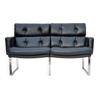 2 seater sofa, leather, chrome steel.