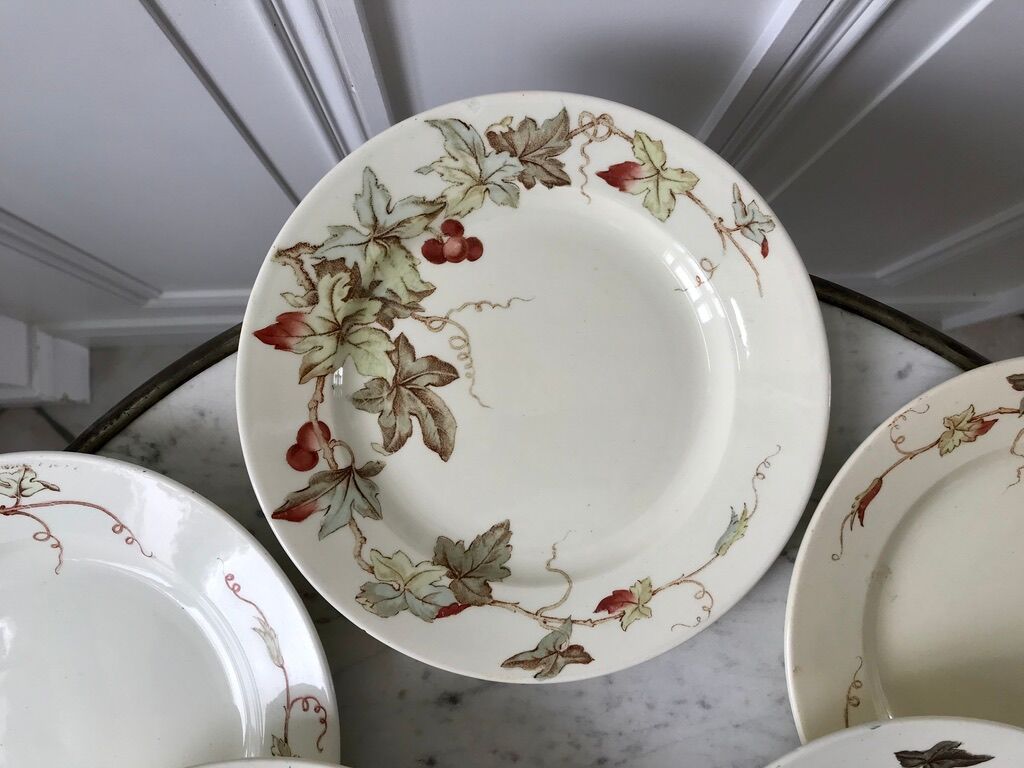 set of 8 dessert plates Terre de Fer Lunéville model Lier XIXth
